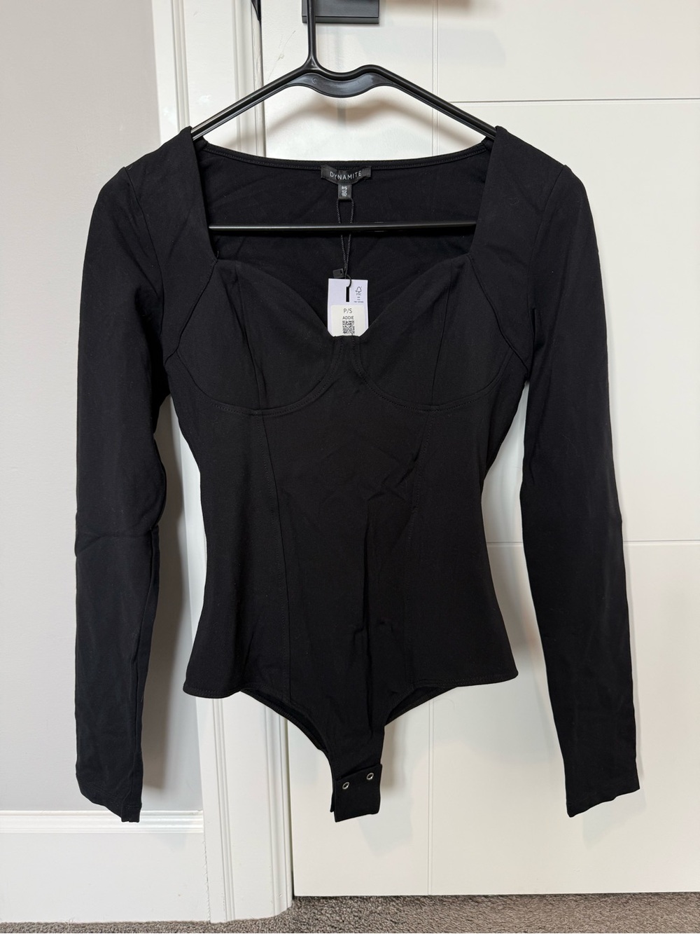 Dynamite NWT Black Long Sleeve Bustier-Style Bodysuit